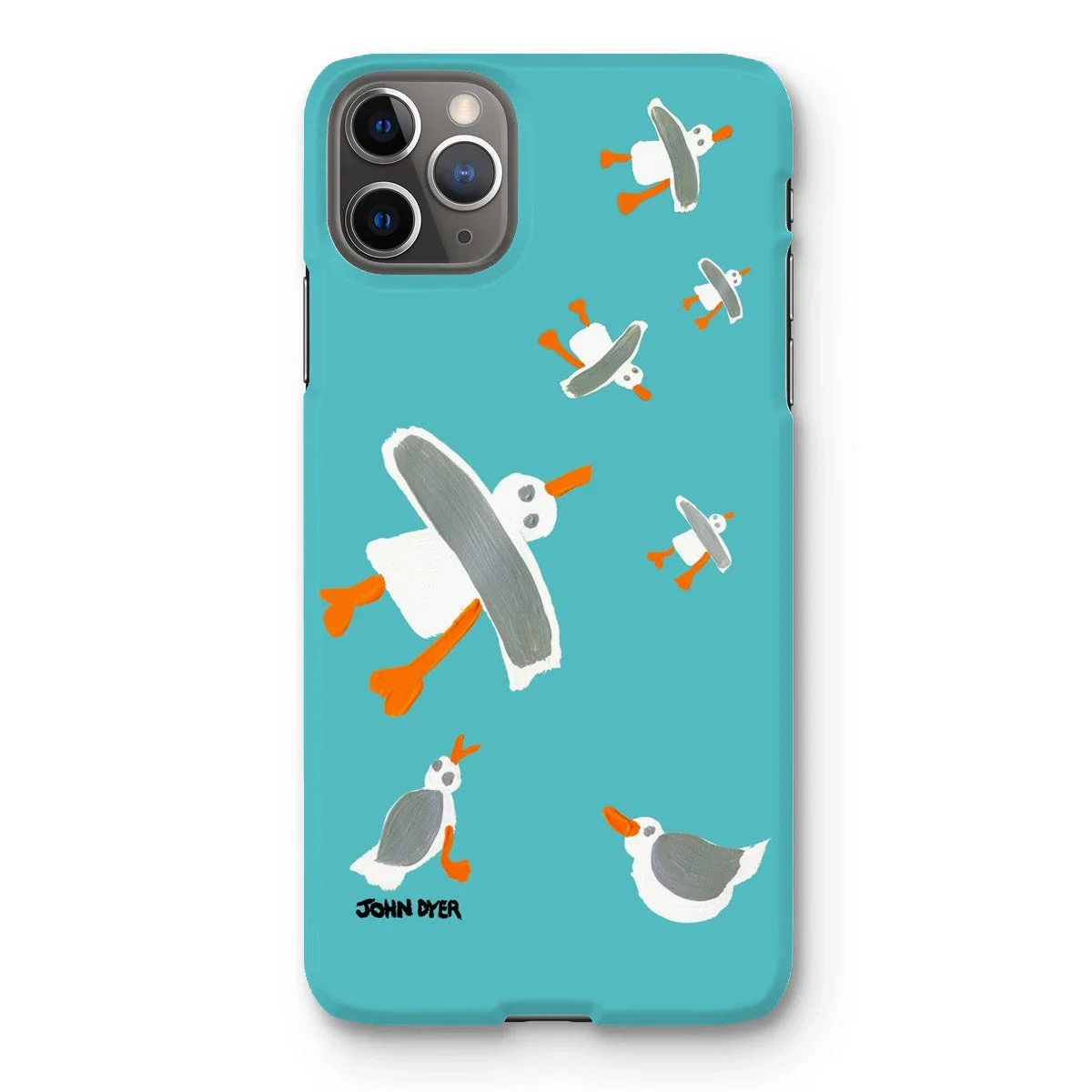 Snap Art Phone Case. Cornish Seagulls - Teal Colour. Artist John Dyer. Cornwall Art Gallery - Image 26