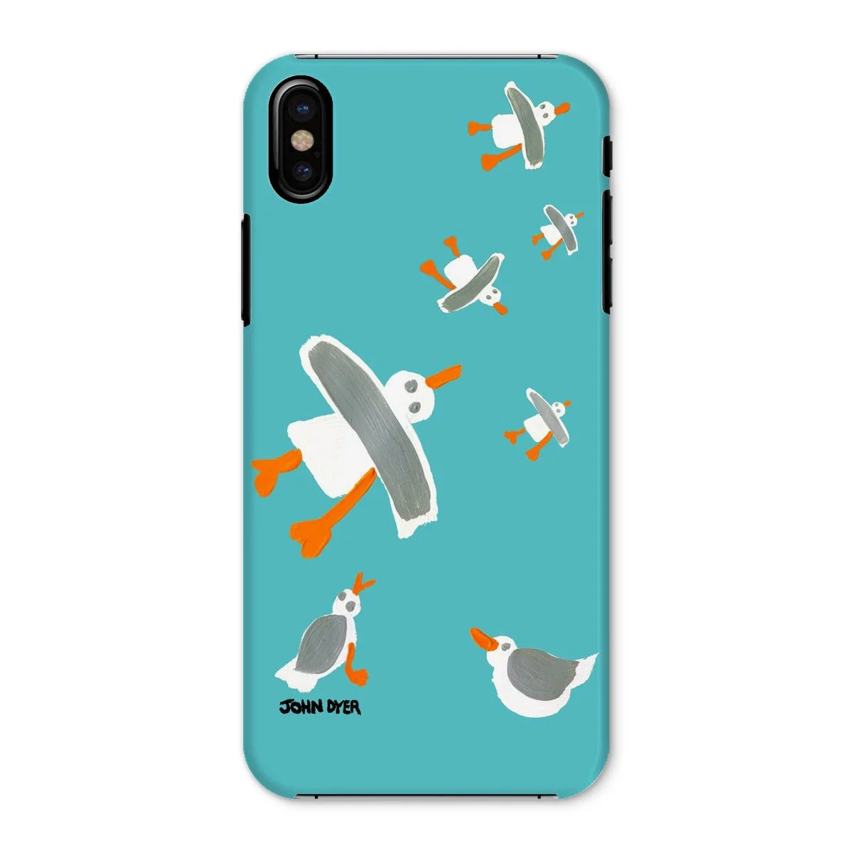 Snap Art Phone Case. Cornish Seagulls - Teal Colour. Artist John Dyer. Cornwall Art Gallery - Image 34
