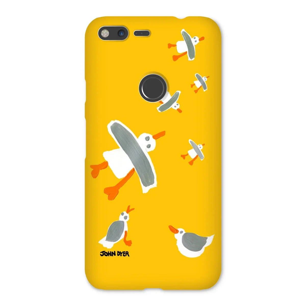 Snap Art Phone Case. Cornish Seagulls - Yellow Colour. Artist John Dyer. Cornwall Art Gallery - Image 19