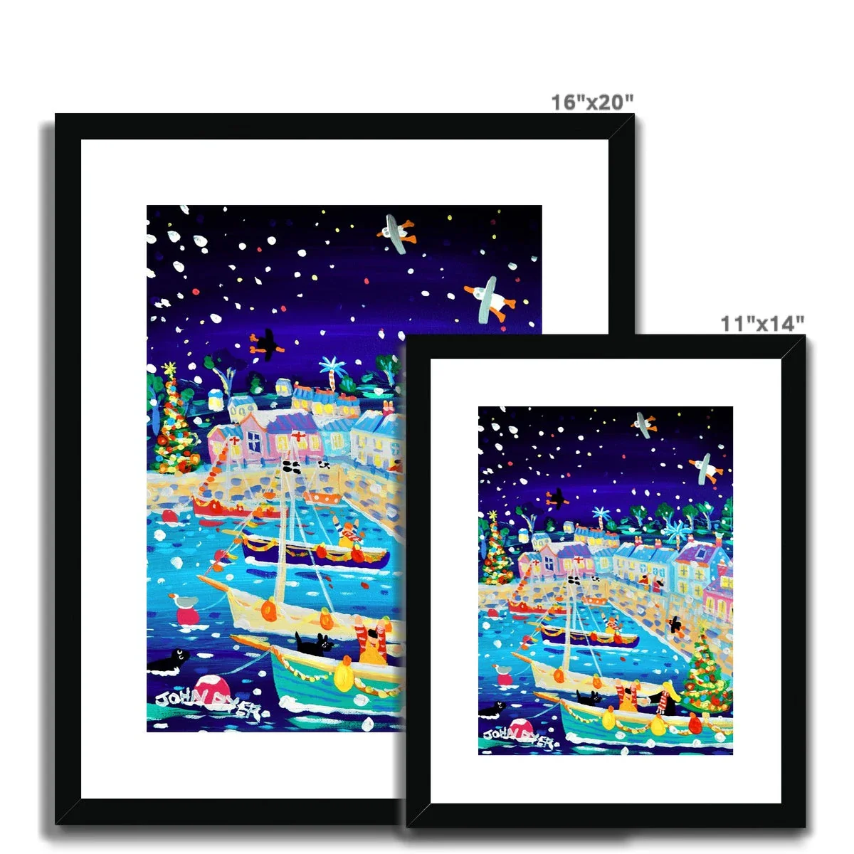 John Dyer Framed & Mounted Open Edition Cornish Art Print. 'Snow Flurries, Flushing'. Cornwall Art Gallery - Image 5