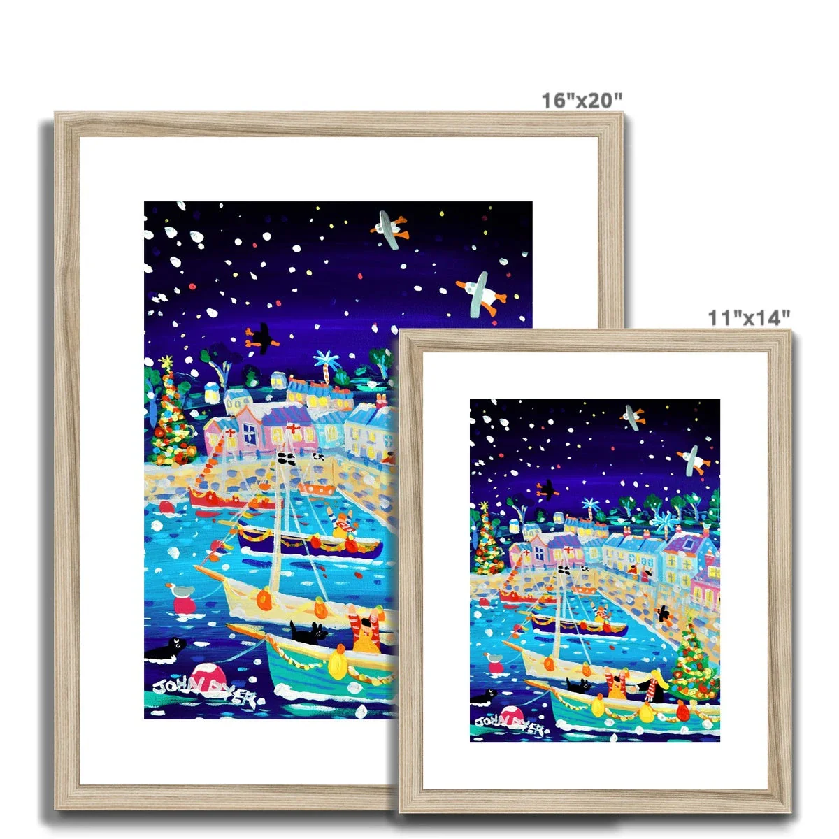John Dyer Framed & Mounted Open Edition Cornish Art Print. 'Snow Flurries, Flushing'. Cornwall Art Gallery - Image 6