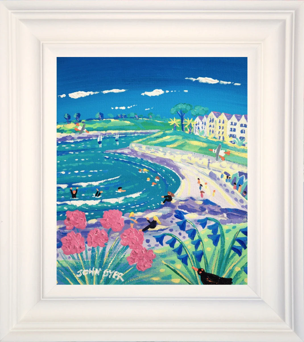 'Spring Colours Castle Beach, Falmouth', 12x10 inches acrylic on canvas. Coastal Painting of Cornwall. Cornish Artist John Dyer. Cornwall Art Gallery - Image 2
