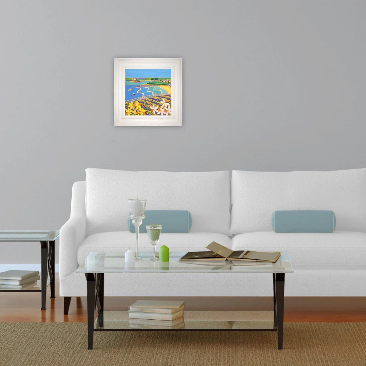 'Spring Daffodils, Perranuthnoe, Mount's Bay', 12x12 inches oil on canvas. Cornwall Painting by Cornish Artist Joanne Short. Cornish Art from our Cornwall Art Gallery - Image 3