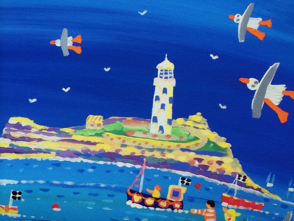 Limited Edition Print by Cornish Artist John Dyer. 'Spring Fun, Godrevy Lighthouse'. Cornwall Art Gallery Print - Image 3