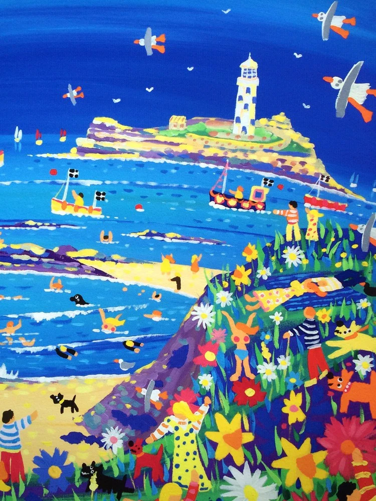 Limited Edition Print by Cornish Artist John Dyer. 'Spring Fun, Godrevy Lighthouse'. Cornwall Art Gallery Print - Image 5