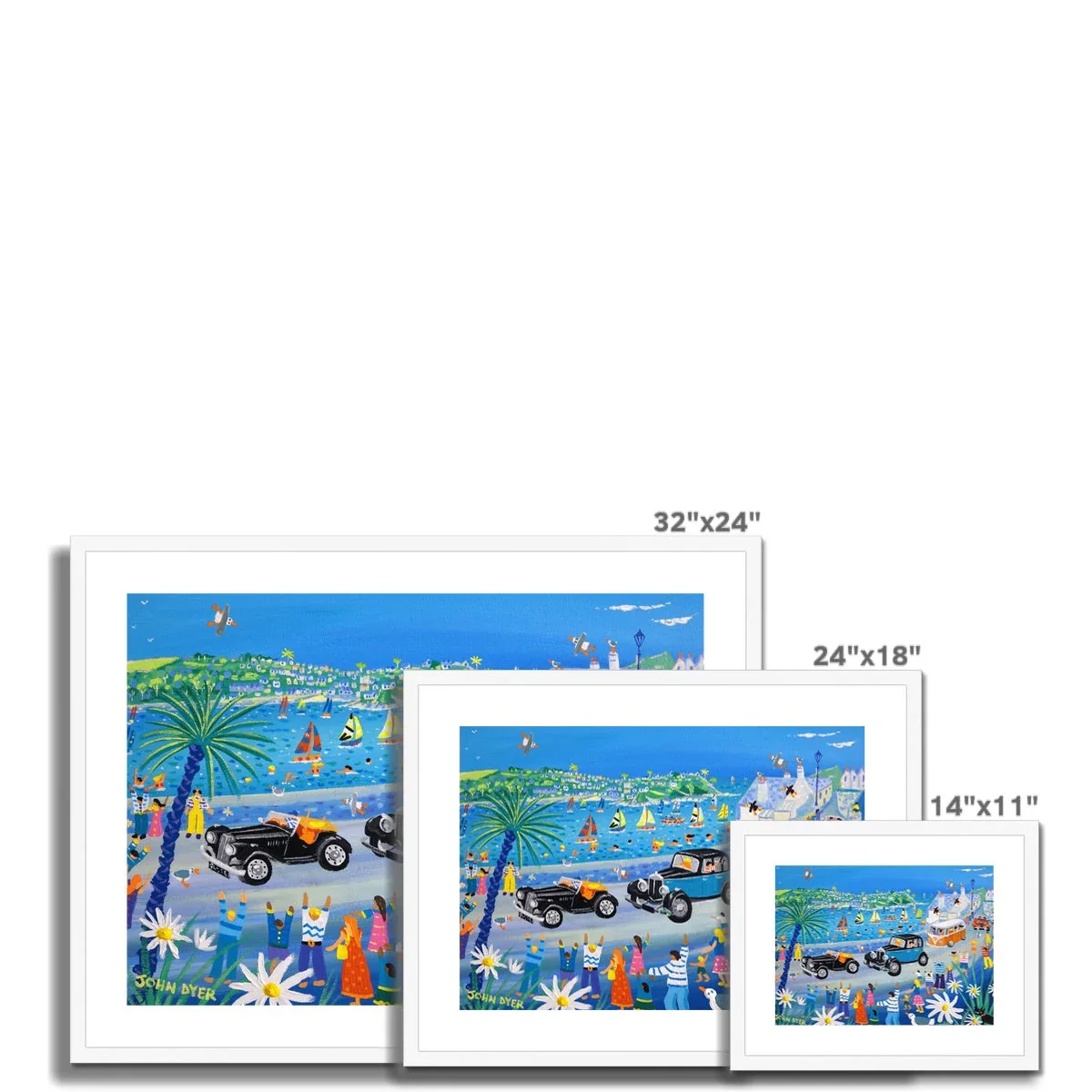John Dyer Framed Open Edition Cornish Art Print. 'Summer Fun at the Fowey Classic Car Parade, Cornwall'. - Image 11