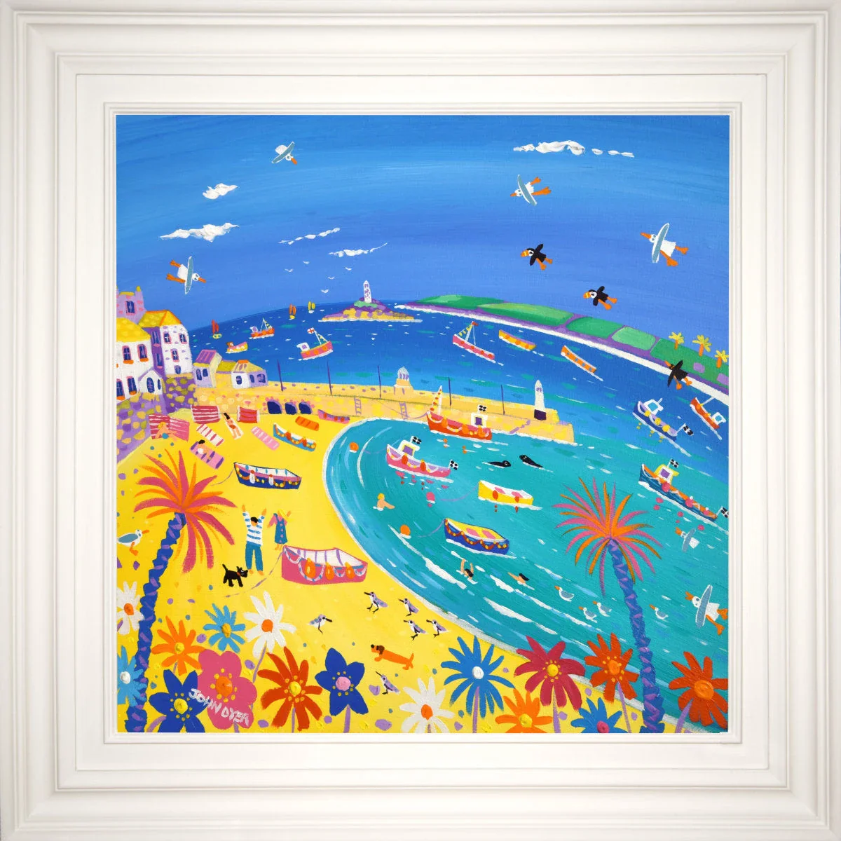 'Summer Sunshine and Sandpipers, St Ives', 24x24 inches acrylic on canvas. Cornwall Painting by Cornish Artist John Dyer. Cornish Art from our Cornwall Art Gallery - Image 2