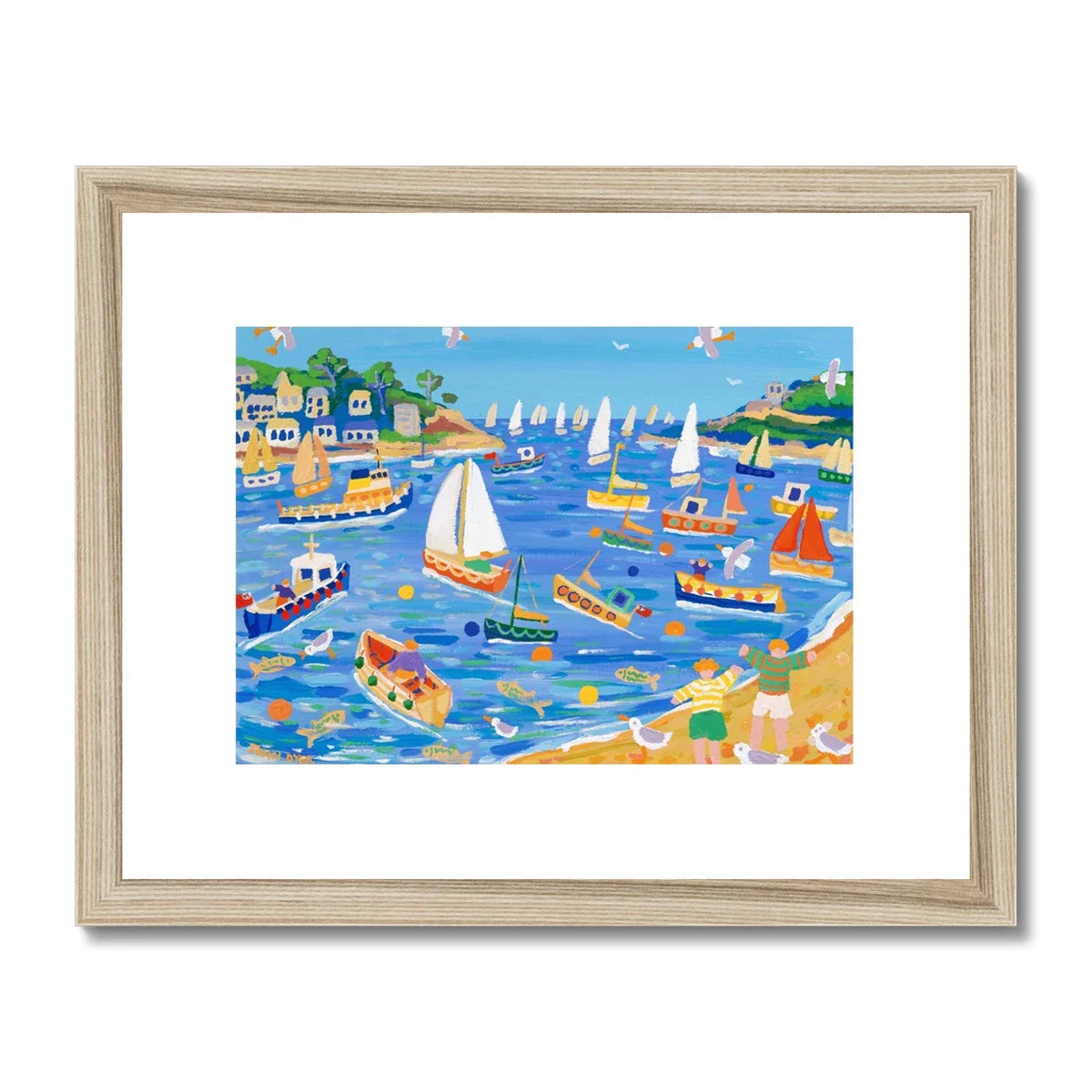 John Dyer Framed Open Edition Cornish Fine Art Print. 'Sunday Sailing, Fowey'. Cornwall Art Gallery - Image 3