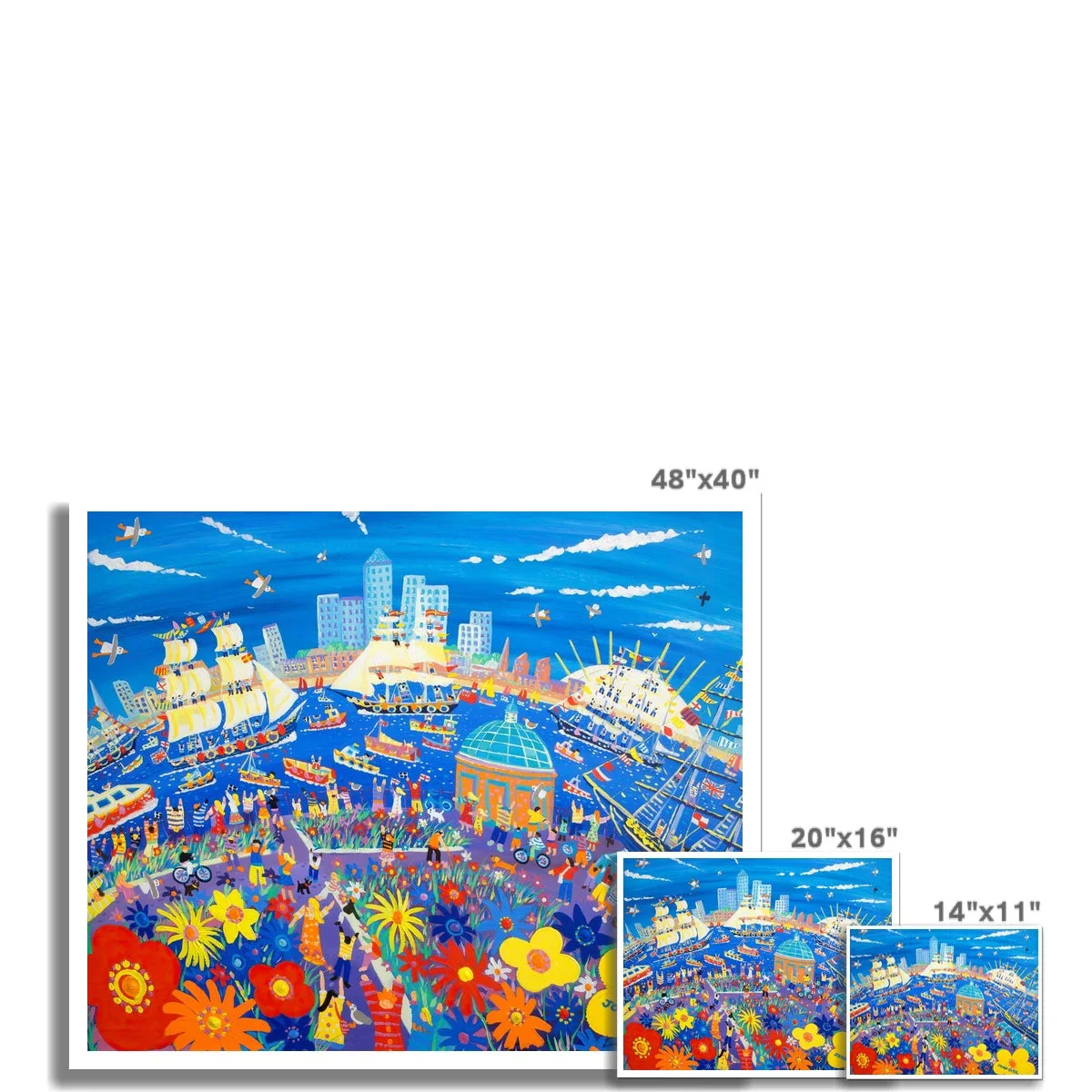 John Dyer Fine Art Print. Open Edition London Art Print. 'Tall Ships & Small Ships, Greenwich Garden, London'. London Art Gallery - Image 3
