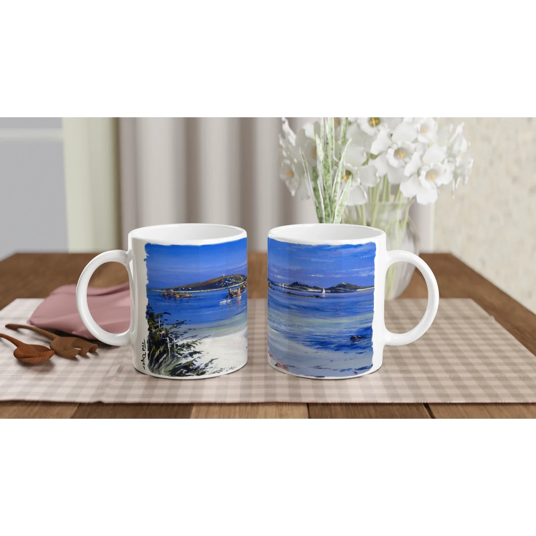 Ted Dyer Ceramic Cornish Art Mug. Paintings on Mugs Range. Tresco Island, Isles of Scilly, Cornwall - Image 4