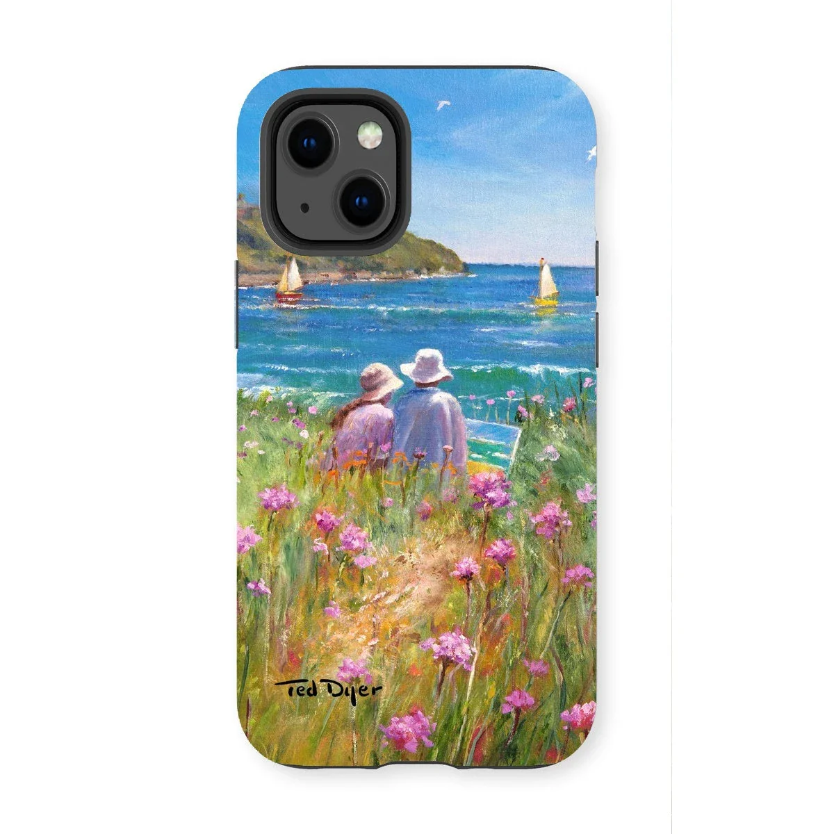 Tough Art Phone Case. 'Sea Pinks and Painters'. Artist Ted Dyer. Cornwall Art Gallery - Image 2