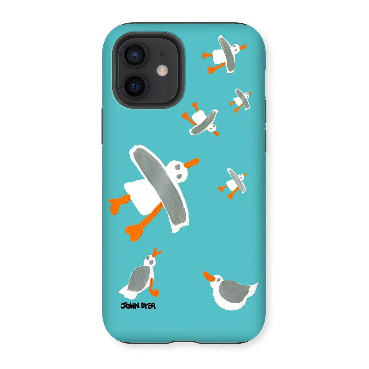 Tough Art Phone Case. Cornish Seagulls - Teal Colour. Artist John Dyer. Cornwall Art Gallery - Image 14