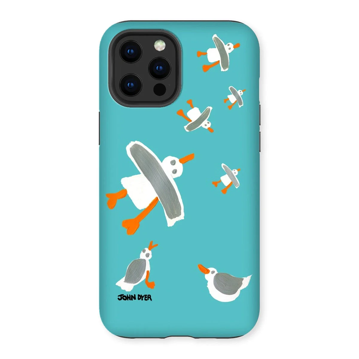 Tough Art Phone Case. Cornish Seagulls - Teal Colour. Artist John Dyer. Cornwall Art Gallery - Image 17