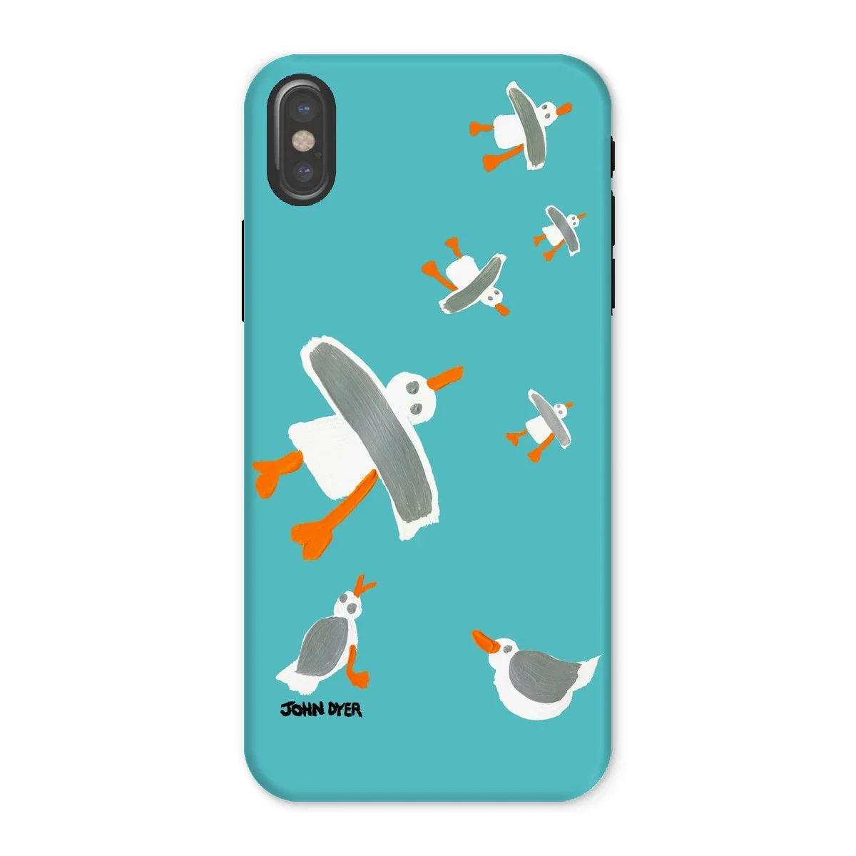 Tough Art Phone Case. Cornish Seagulls - Teal Colour. Artist John Dyer. Cornwall Art Gallery - Image 20