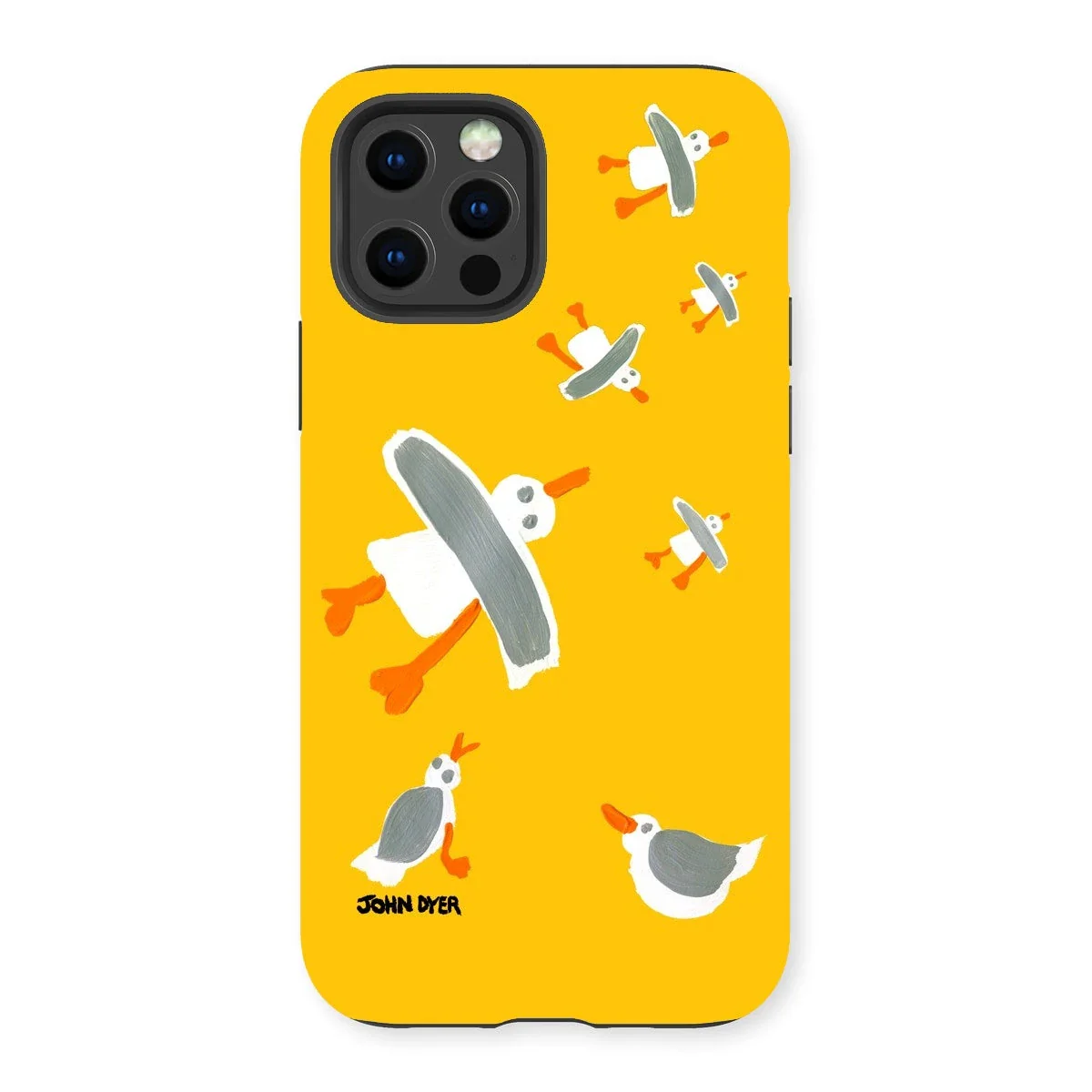 Tough Art Phone Case. Cornish Seagulls - Yellow Colour. Artist John Dyer. Cornwall Art Gallery - Image 3