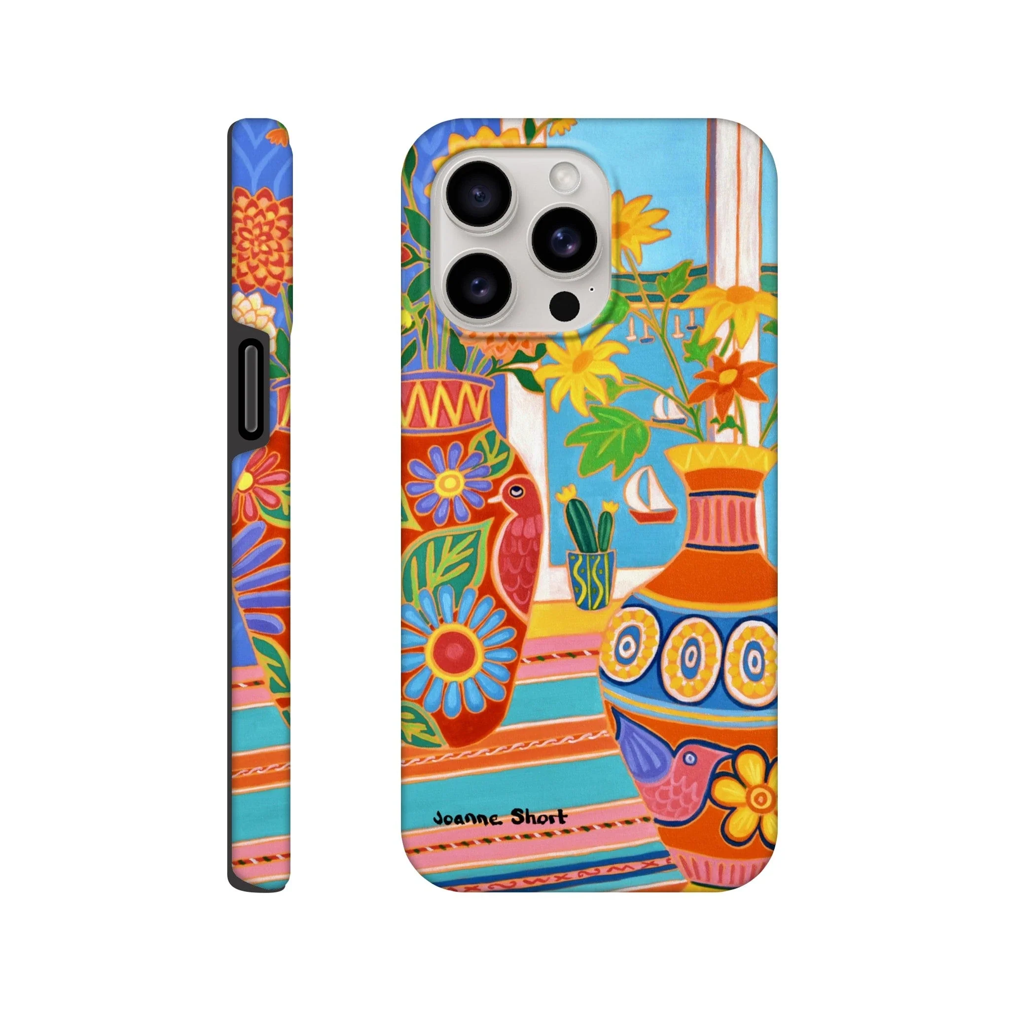 Tough Art Phone Case. Mexican Fiesta Vases and Flowers. Artist Joanne Short. Cornwall Art Gallery - Image 10