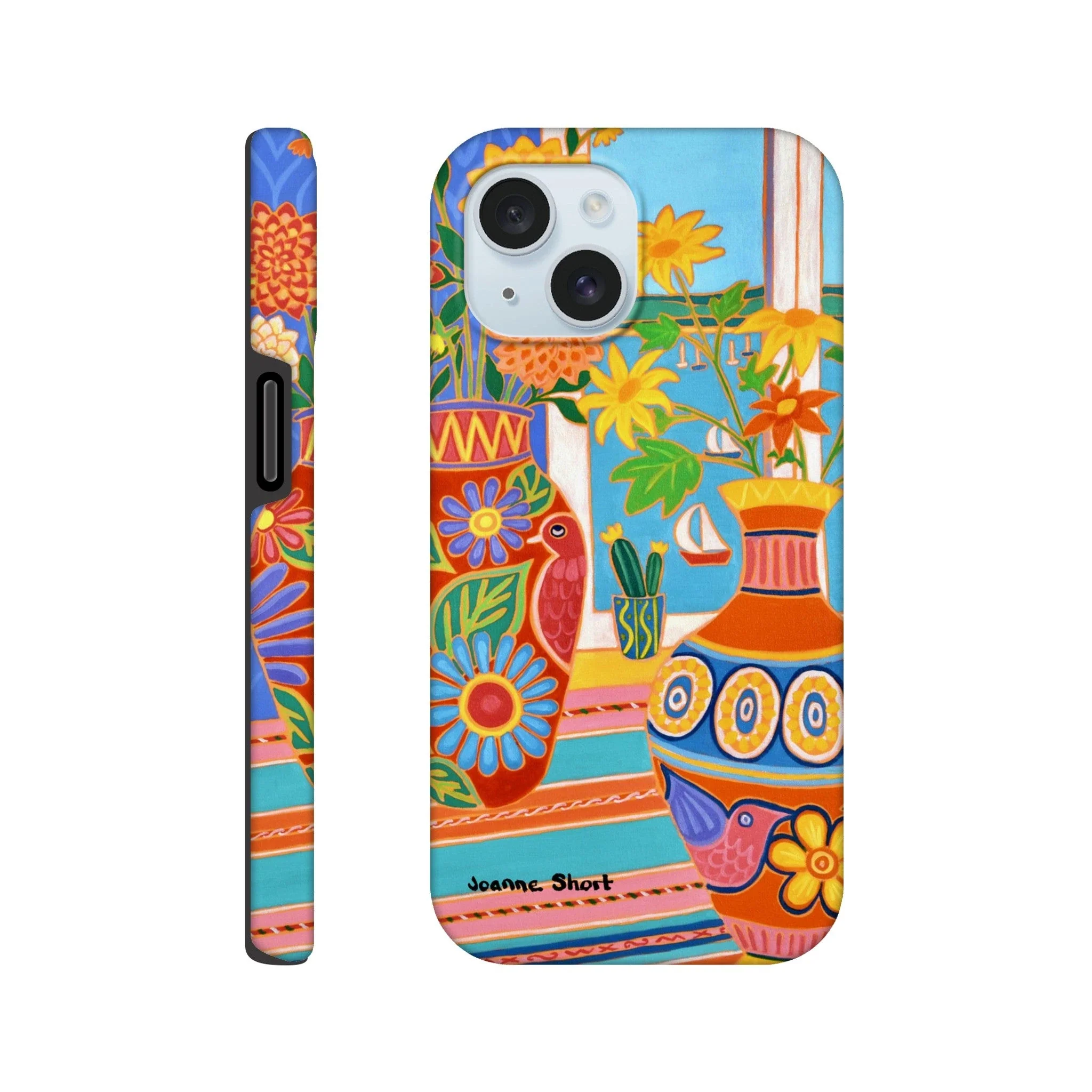 Tough Art Phone Case. Mexican Fiesta Vases and Flowers. Artist Joanne Short. Cornwall Art Gallery - Image 12