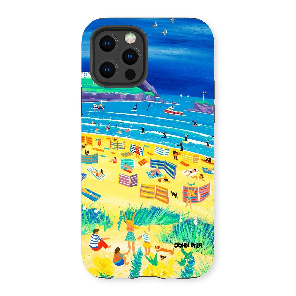 Tough Art Phone Case. Perranporth Beach. Artist John Dyer. Cornwall Art Gallery - Image 3