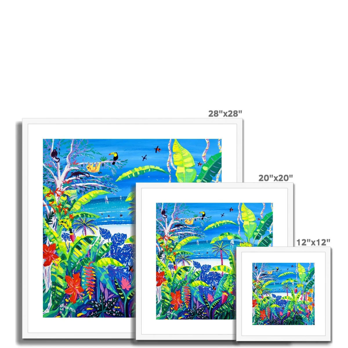 John Dyer Framed Open Edition Caribbean Rainforest Art Print. 'Tropical Banana Wildlife Beach, Costa Rica'. - Image 4