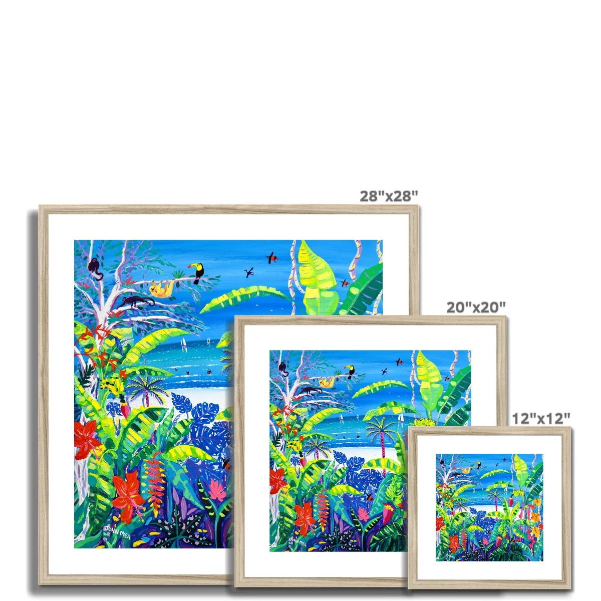 John Dyer Framed Open Edition Caribbean Rainforest Art Print. 'Tropical Banana Wildlife Beach, Costa Rica'. - Image 6