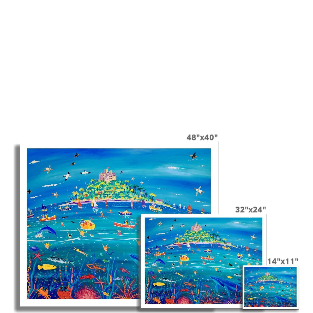 John Dyer Fine Art Print. Open Edition Cornish Art Print. 'Underwater Wonders, Mount’s Bay Whale'. Cornwall Art Gallery. Animal Art Prints - Image 4
