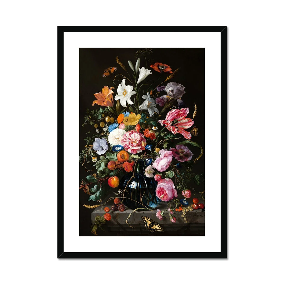 'Vase of Flowers'. Garden Flowers. Still Life by Jan Davidsz de Heem. Framed Open Edition Fine Art Print. Historic Art - Image 2