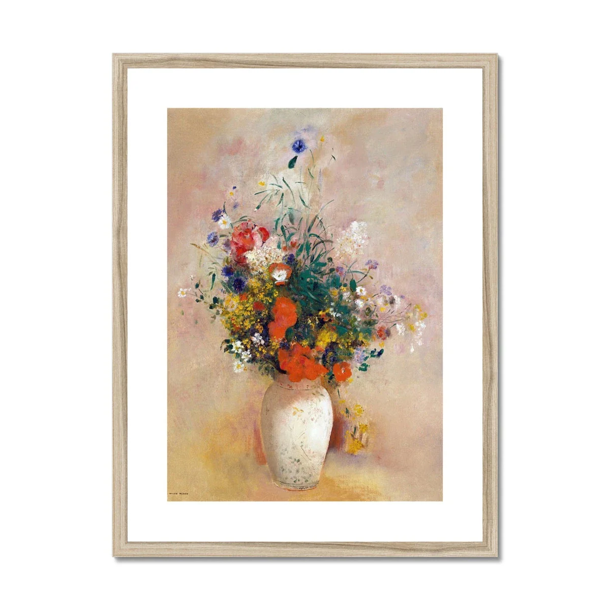 'Vase of Flowers with a Pink Background'. Garden Flowers. Still Life by Odilon Redon. Framed Open Edition Fine Art Print. Historic Art - Image 3