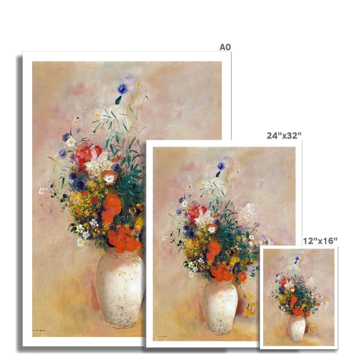 'Vase of Flowers with a Pink Background'. Garden Flowers. Still Life by Odilon Redon. Open Edition Fine Art Print. Historic Art - Image 3