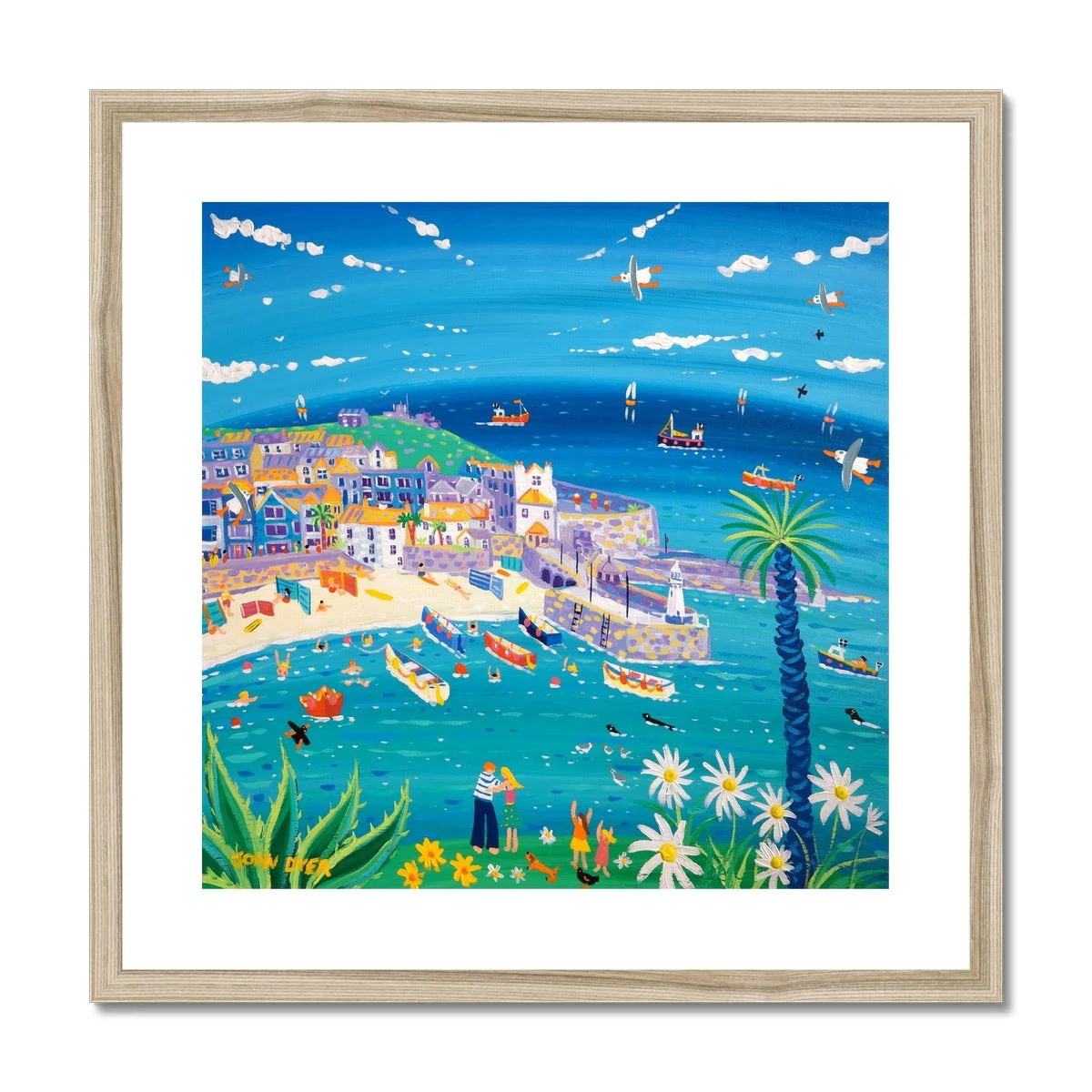 John Dyer Framed Open Edition Cornish Art Print. 'View across St Ives'. Cornwall Art Gallery - Image 3