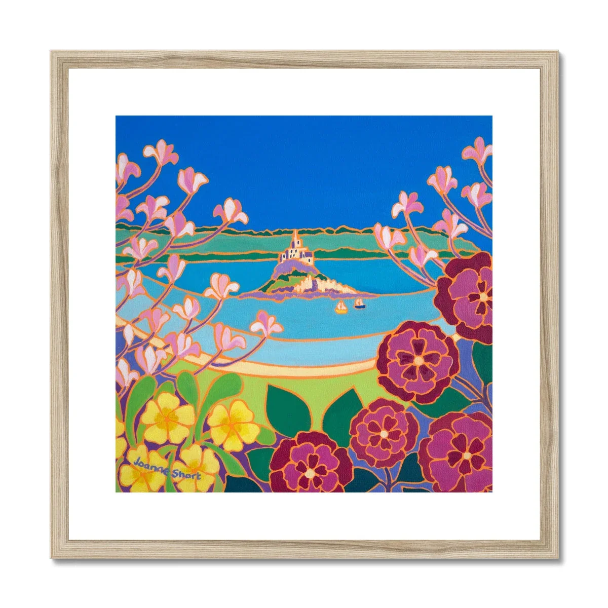 Joanne Short Framed Open Edition Cornish Fine Art Print. 'View through the Magnolias, St Michael's Mount'. Cornwall Art Gallery - Image 3