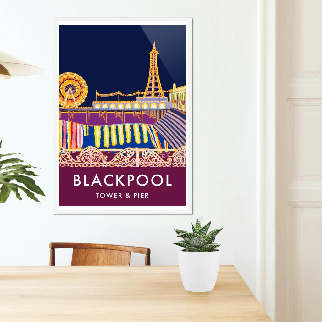 Vintage Style Travel Wall Art Poster Print by Joanne Short. Blackpool Tower and Pier - Image 7