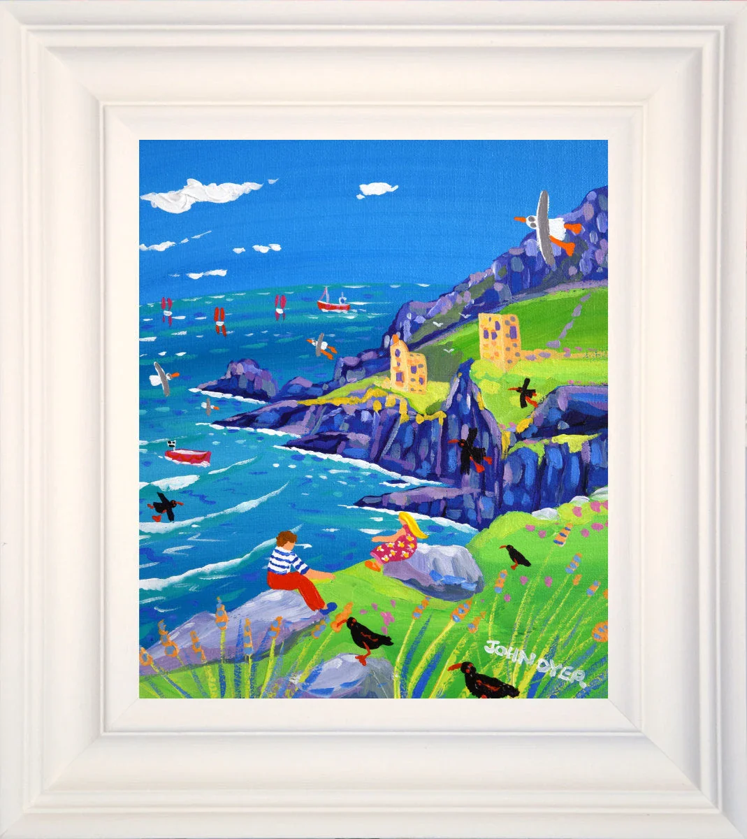 'Watching the Waves, Botallack Tin Mines', 12x10 inches acrylic on canvas. Paintings of Cornwall. Cornish Artist John Dyer. Cornwall Art Gallery - Image 2