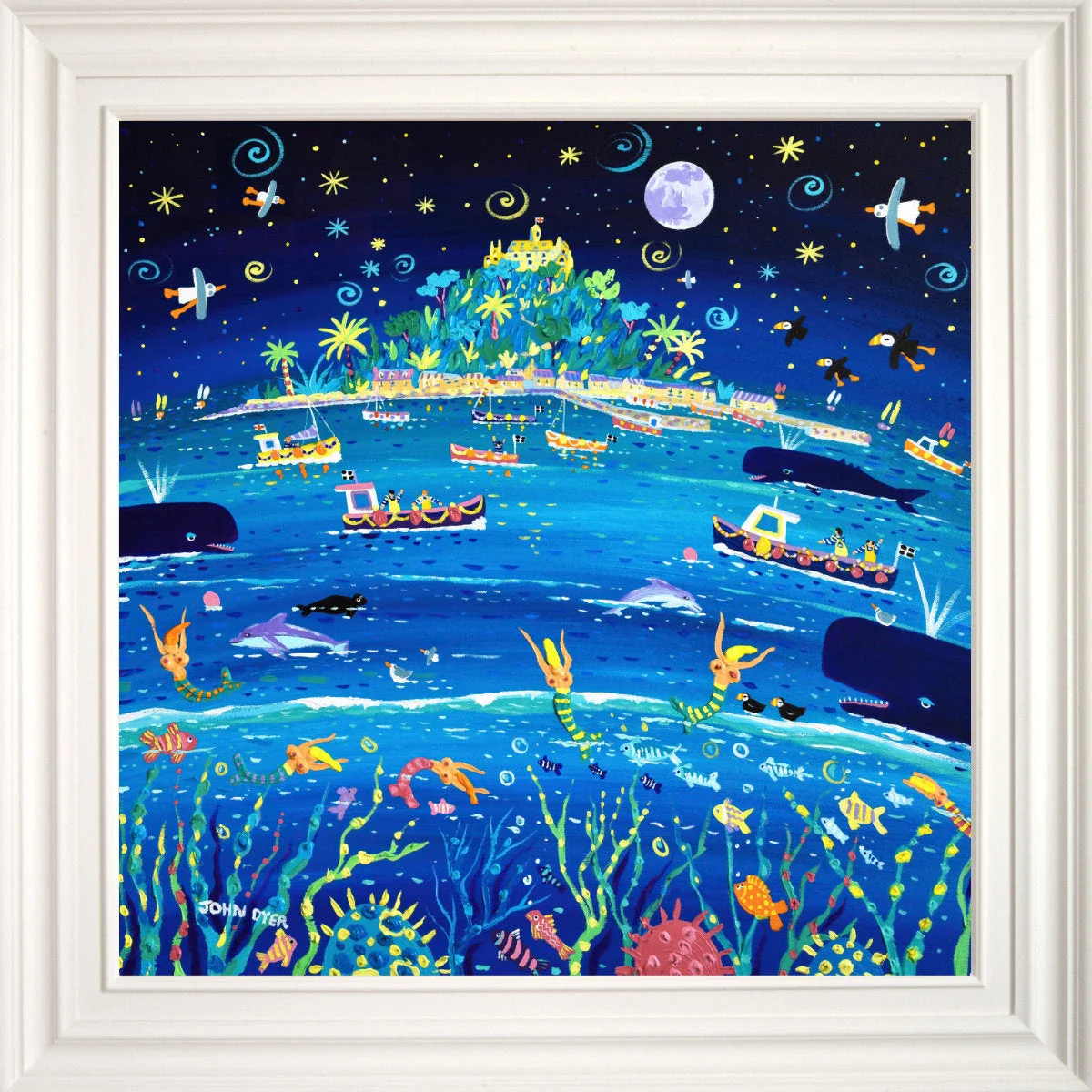 'Whale Song, St Michael's Mount', 30 x 30 inches acrylic on canvas. Cornish Coastal painting by Cornish Artist John Dyer - Image 2