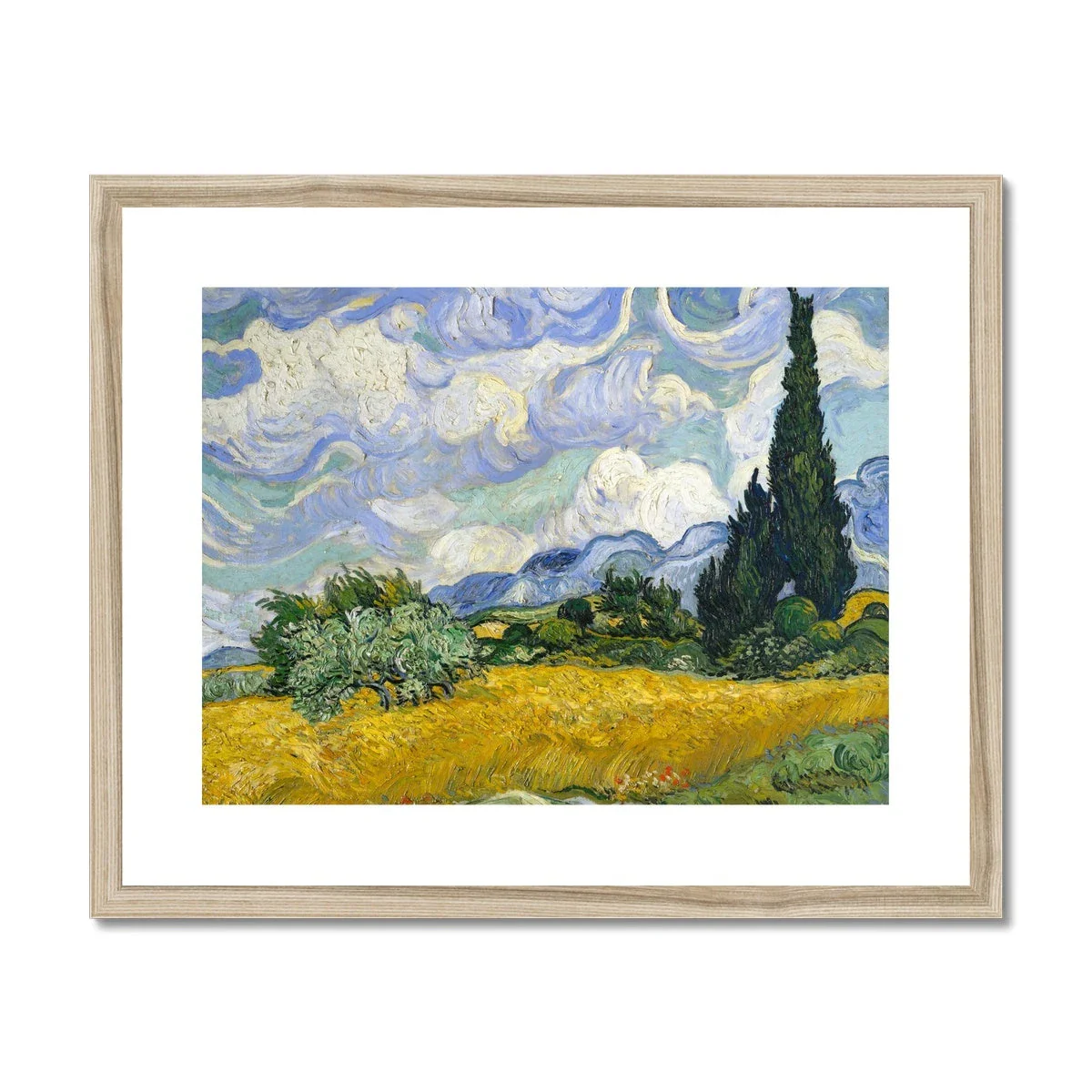 Vincent Van Gogh Framed Open Edition Art Print. 'Wheat Field with Cypresses'. Art Gallery Historic Art - Image 3