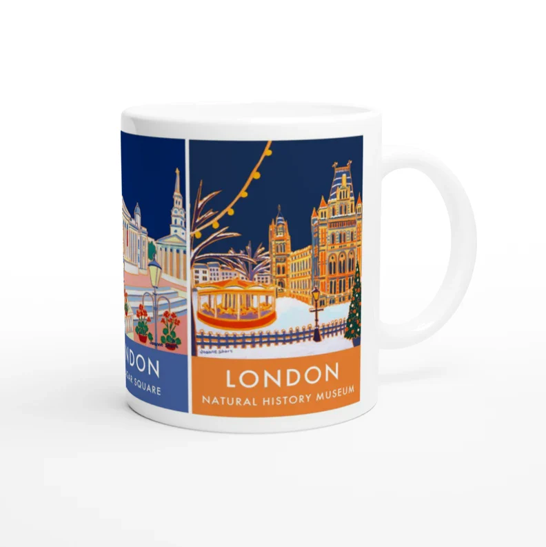 Joanne Short Ceramic Art Mug featuring London. Westminster Abbey, Trafalgar Square and the Natural History Museum - Image 7