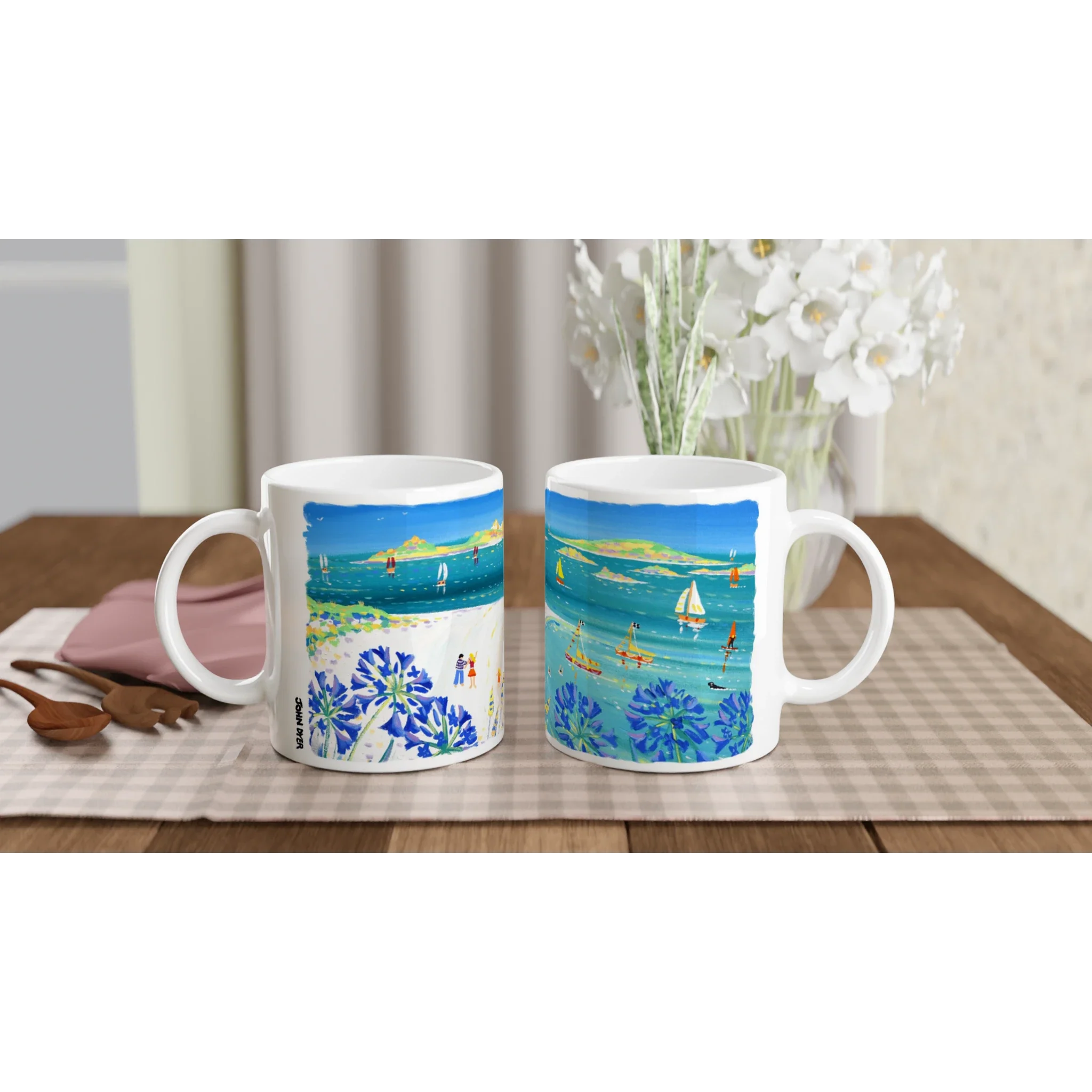 John Dyer Ceramic Cornish Art Mug. Agapanthus, Tresco Island, Isles of Scilly - Image 4