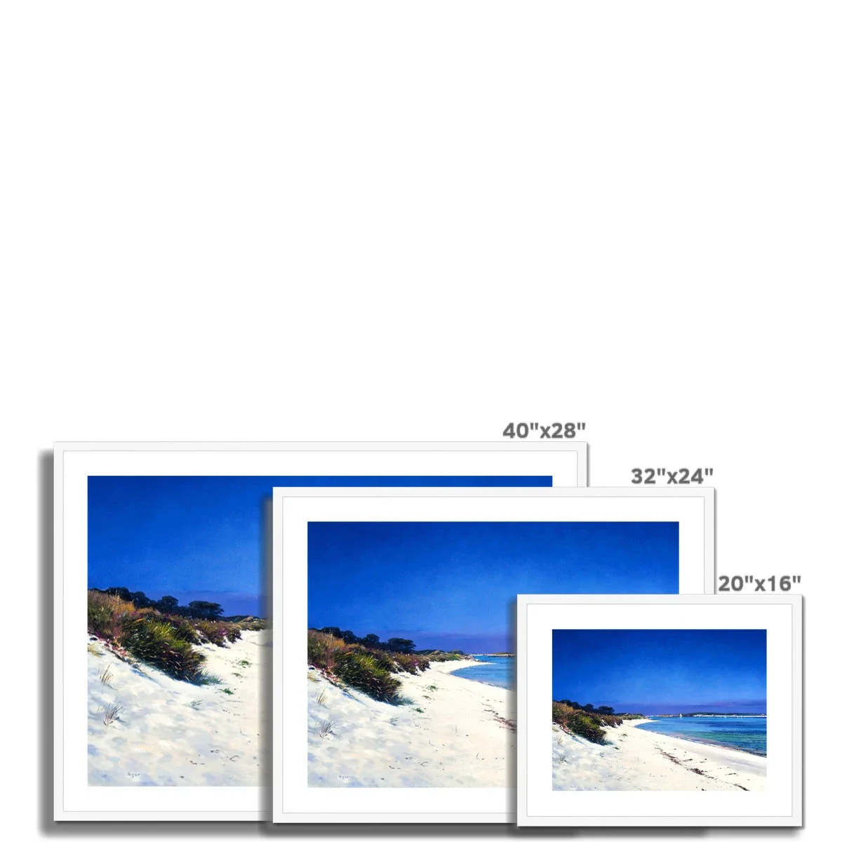 Ted Dyer Framed Open Edition Cornish Fine Art Beach Print. 'White Sands Pentle Bay, Tresco'. Cornwall Art Gallery - Image 4