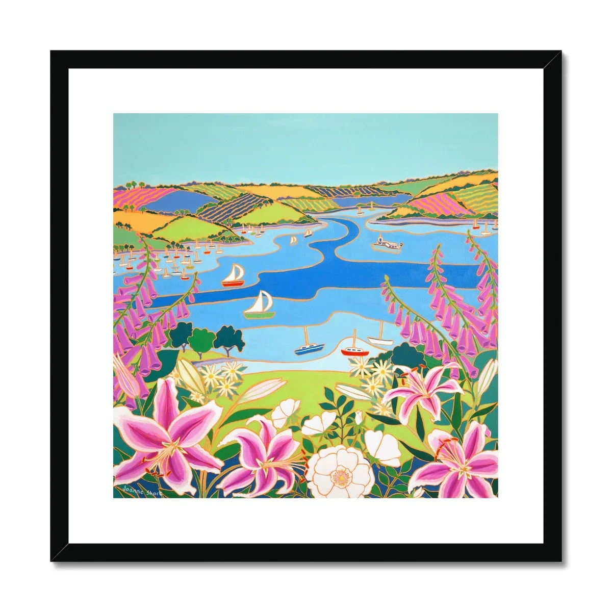 Joanne Short Framed Open Edition Cornish Fine Art Print. 'Wild Flowers and Wedding Lilies'. Cornwall Art Gallery - Image 2